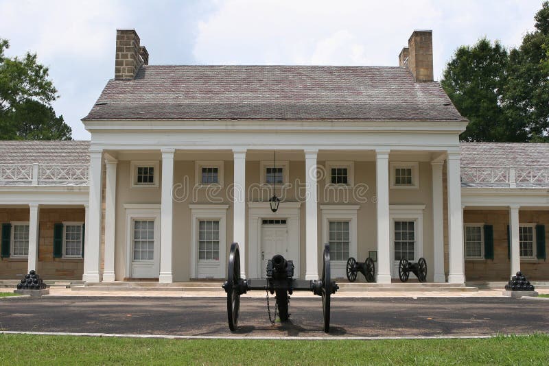 Southern Mansion with Cannon royalty free stock images