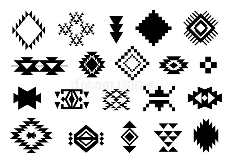 Aztec Navajo Elements Set Southwestern Symbols Stock Vector ...