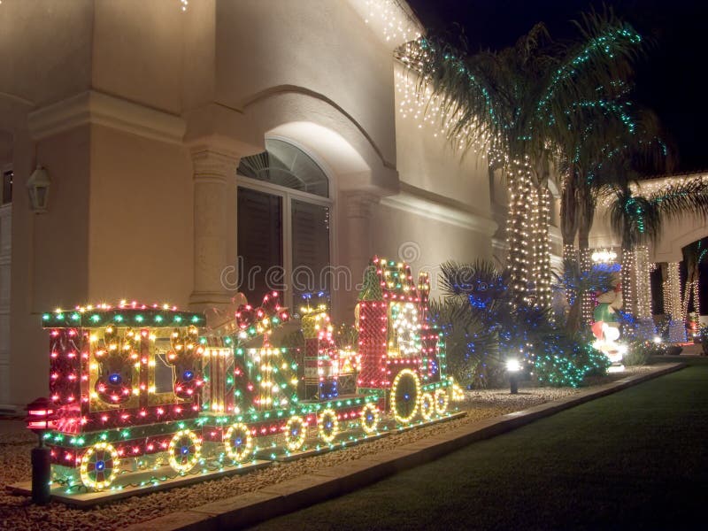 Southwestern Christmas Decorated House Stock Image Image of