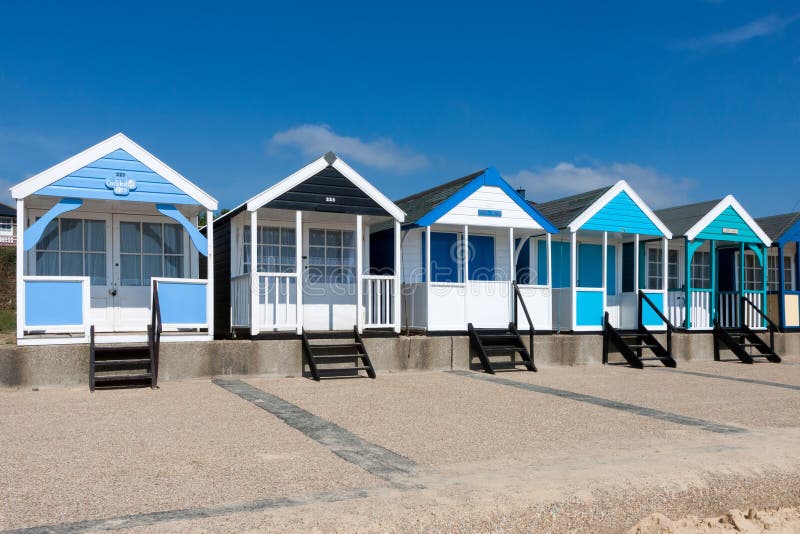 SOUTHWOLD, SUFFOLK/UK - JUNE 2 : Colourful Beach huts in Southwold Suffolk on June 2, 2010. SOUTHWOLD, SUFFOLK/UK - JUNE 2 : Colourful Beach huts in Southwold Suffolk on June 2, 2010