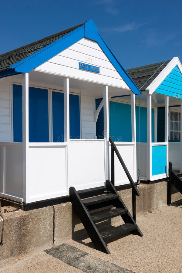 SOUTHWOLD, SUFFOLK/UK - JUNE 2 : Colourful Beach huts in Southwold Suffolk on June 2, 2010. SOUTHWOLD, SUFFOLK/UK - JUNE 2 : Colourful Beach huts in Southwold Suffolk on June 2, 2010