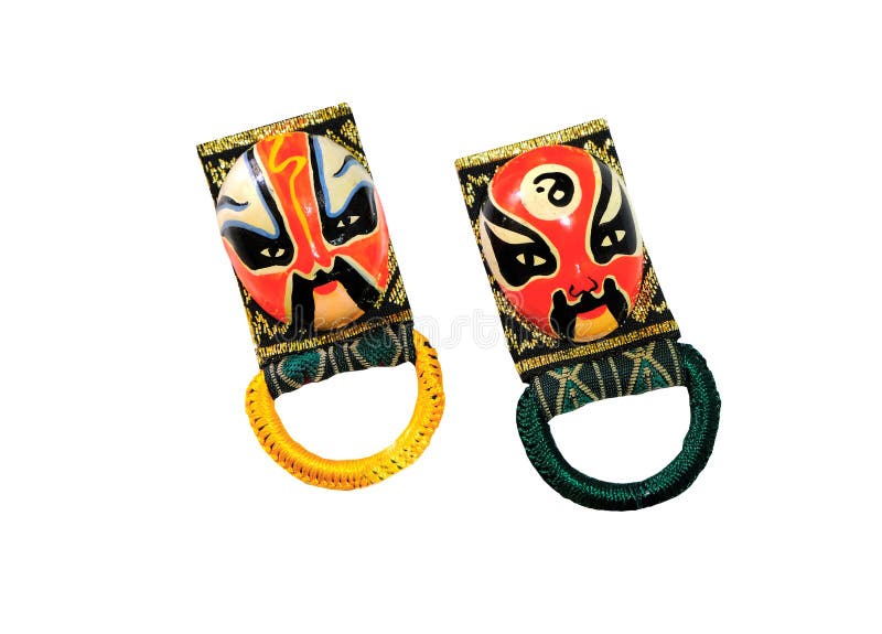 Souvenir de masque traditionnel chinois noir et rouge sur le dos de blanc image libre de droits Souvenir de masque traditionnel chinois noir et rouge sur le dos de blanc image libre de droits