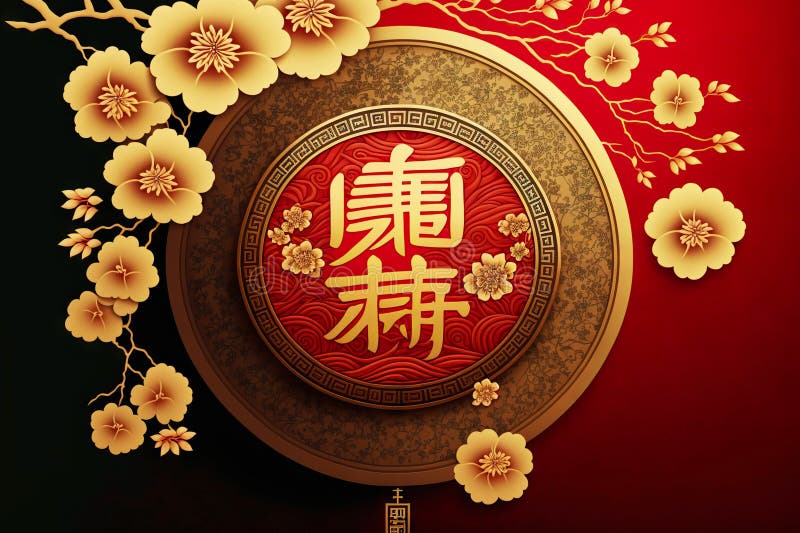 Souvenir oriental dans les tons or rouge pour le nouvel an chinois
