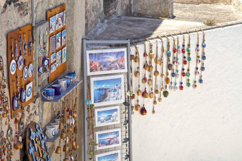 A souvenir shop in the traditional village of Vothonas in Santorini, Greece. A souvenir shop in the traditional village of Vothonas in Santorini, Greece.