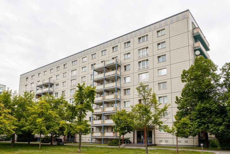 Soviet Architecture in East Berlin Apartment Bulding from Cold W Stock