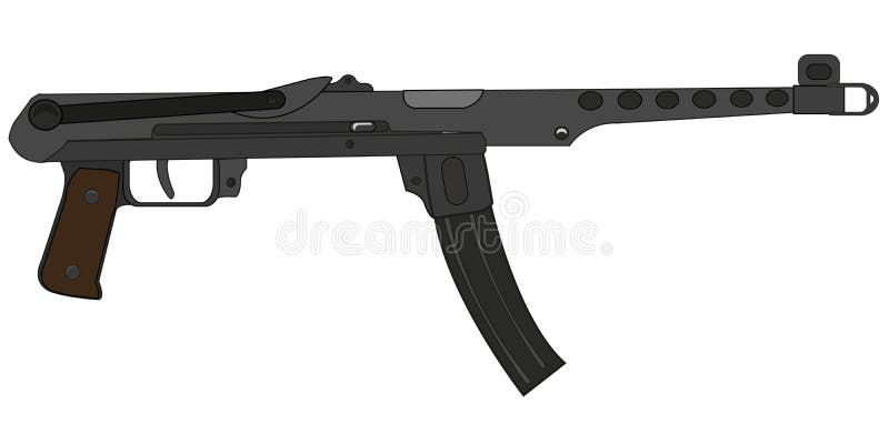 Vector illustration of the soviet gun of the machine gun of the timeses of the great domestic war. Pps vector vectors