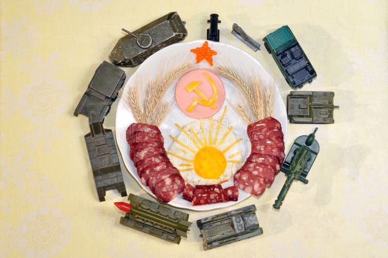 Soviet coat of arms made from foods. military Toys
