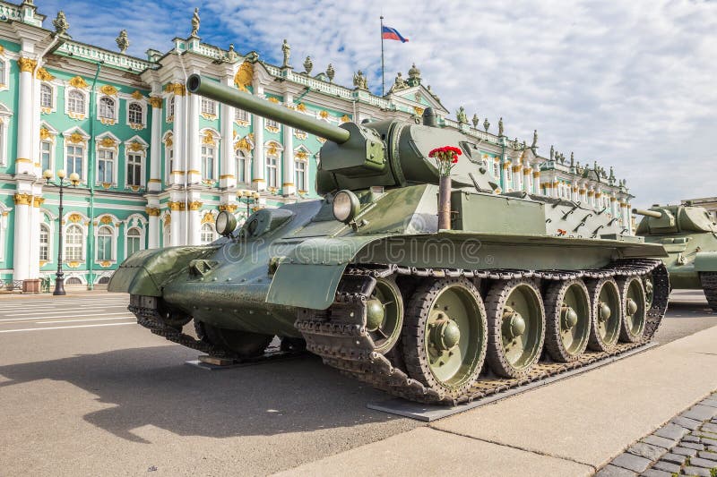 Soviet medium Tank T-34 of times of World War II on the military-patriotic action, dedicated to the Day of Memory and Grief on Pal