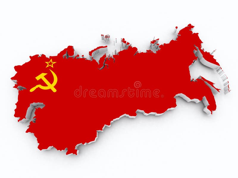 Soviet Union Flag on 3d Map Stock Illustration - Illustration of ...