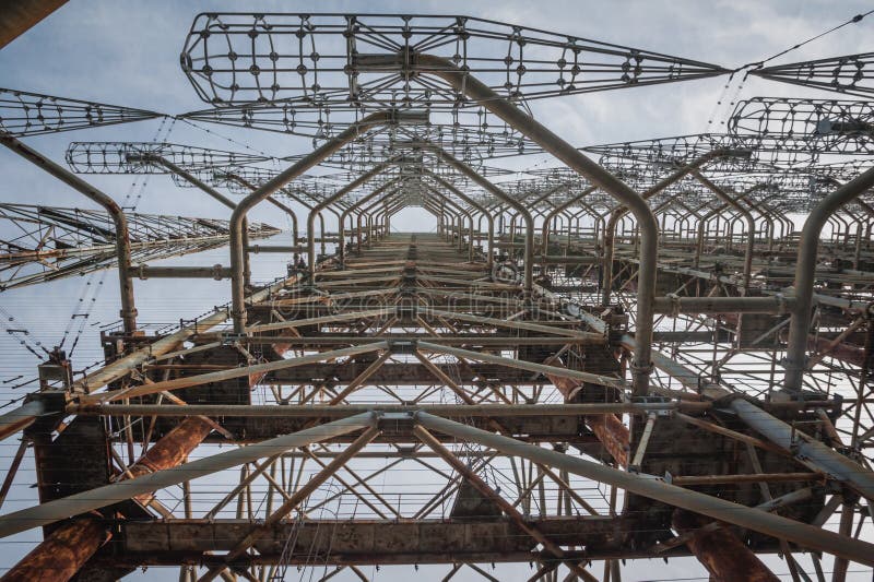 Sovjetiskt system för radar Duga-3 i Tjernobyl kärnkraftverkzon
