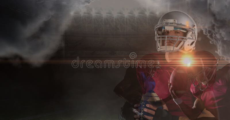 sovrapposizione dei giocatori di football americano con il chiarore royalty illustrazione gratis sovrapposizione dei giocatori di football americano con il chiarore royalty illustrazione gratis
