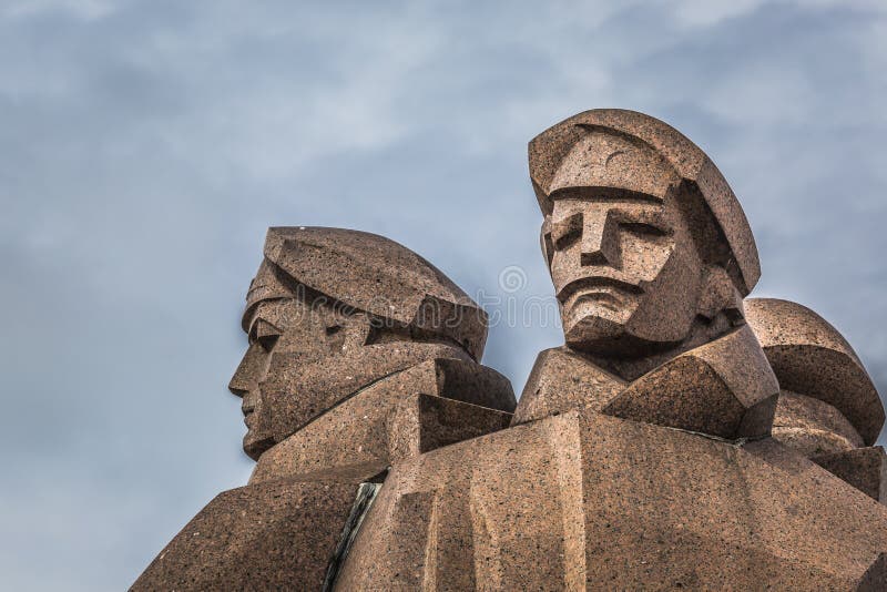 Soviet era monument for the Latvian Riflemen. Latvian Riflemen were a formation of the Imperial Russian Army. Soviet era monument for the Latvian Riflemen. Latvian Riflemen were a formation of the Imperial Russian Army