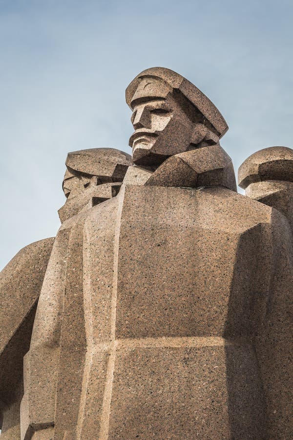 Soviet era monument for the Latvian Riflemen. Latvian Riflemen were a formation of the Imperial Russian Army. Soviet era monument for the Latvian Riflemen. Latvian Riflemen were a formation of the Imperial Russian Army