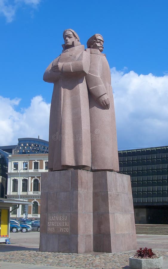 Soviet era monument for the Latvian Riflemen in Riga, Latvia (2006). Soviet era monument for the Latvian Riflemen in Riga, Latvia (2006)