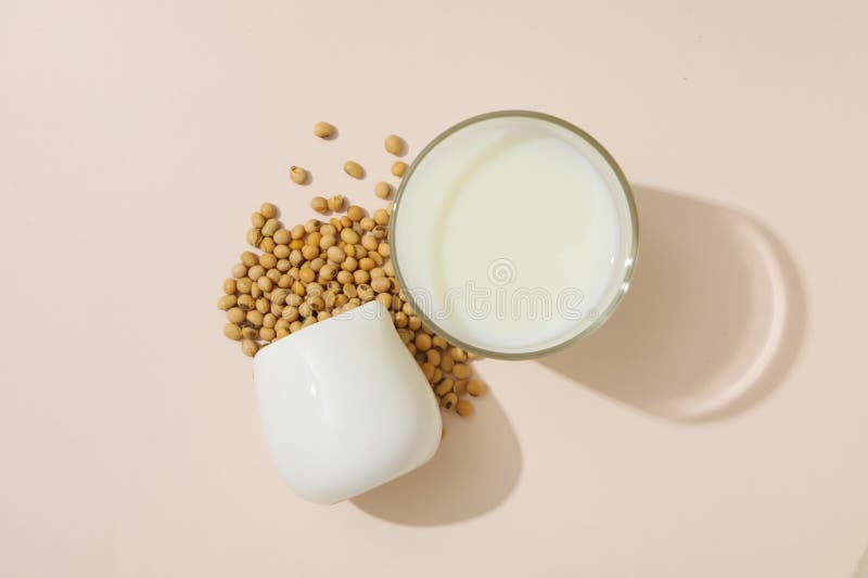 Soy Milk and Soy, Composition for Healthy Food Concept Stock Image