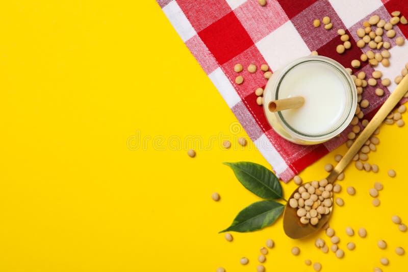 Soy Milk and Soy, Composition for Healthy Food Concept Stock Photo