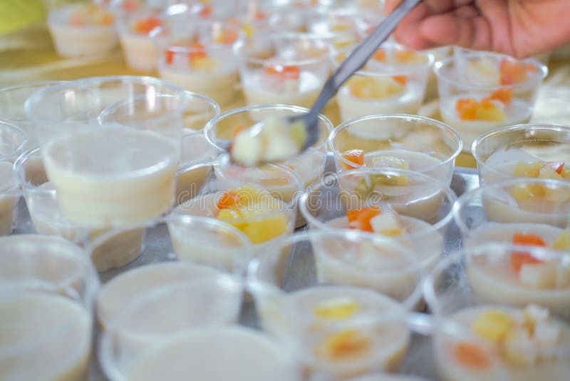 Soy Milk Pudding in Plastic Cup. Vegan Dessert Stock Image Image of