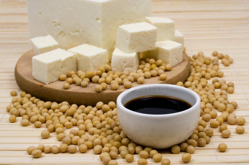 Tofu cheese and soy beans stock photo. Image of soybean 4614584