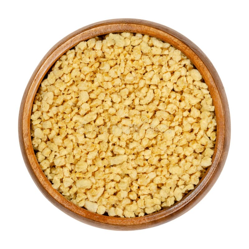 Soya Granules Textured Soy Protein Soy Meat In Wooden Bowl Stock soya-granules-textured-soy-protein-soy-meat-in-wooden-bowl-stock