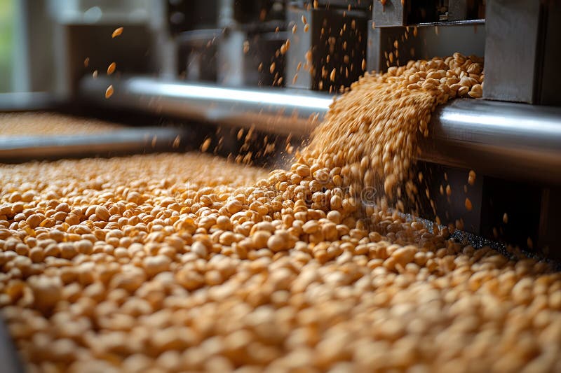 Industrial Processing of Soybeans for Modern Agricultural Efficiency Generative AI royalty free illustration