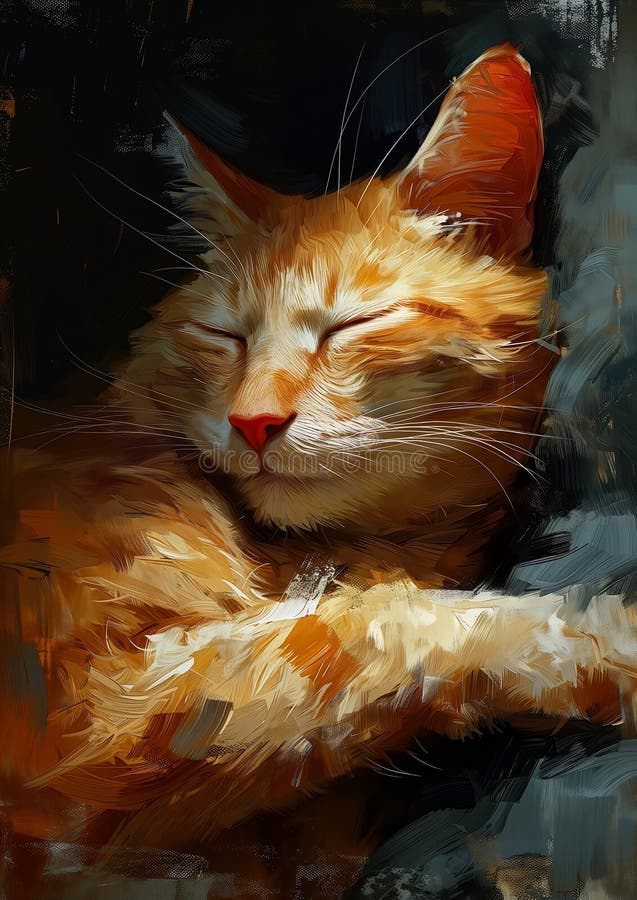 Soñador anaranjado : un retrato acogedor de un gatito de dibujos animados durmiendo fotografía de archivo