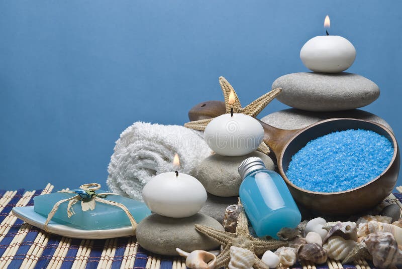 Spa background in blue. stock image. Image of beauty - 17155955