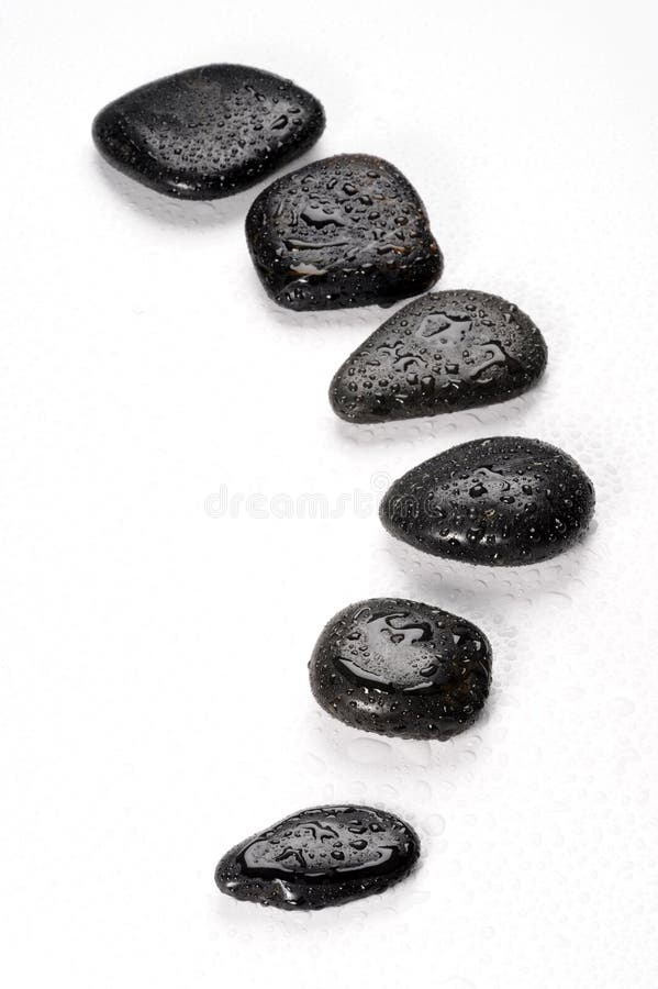 Spa Basalt Stones and Green Leaves with Water Drops Stock Photo - Image ...