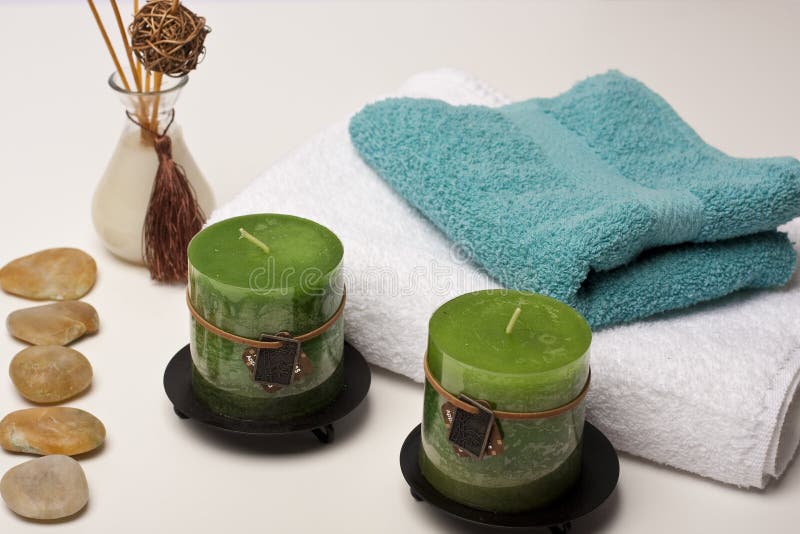 Spa Candles, Fragrance and Towels Stock Photo Image of rocks, ambient
