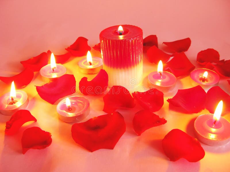 Spa Candles Red Rose Petals Stock Image Image of bathing, glass 13774077
