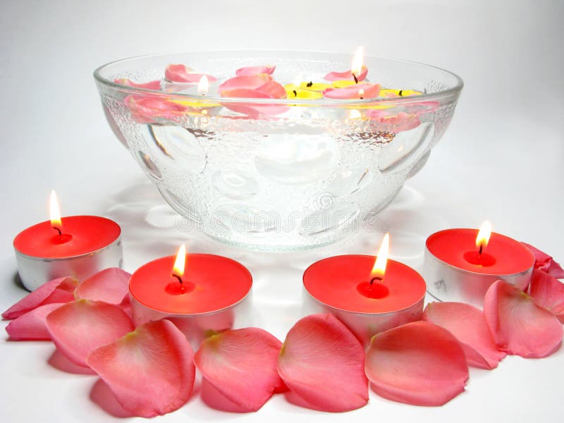 Spa Candles Red Rose Petals Stock Image Image of bathing, glass 13774077