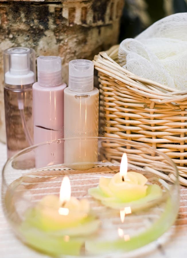 Spa candles composition stock photo. Image of comfortable 4024454