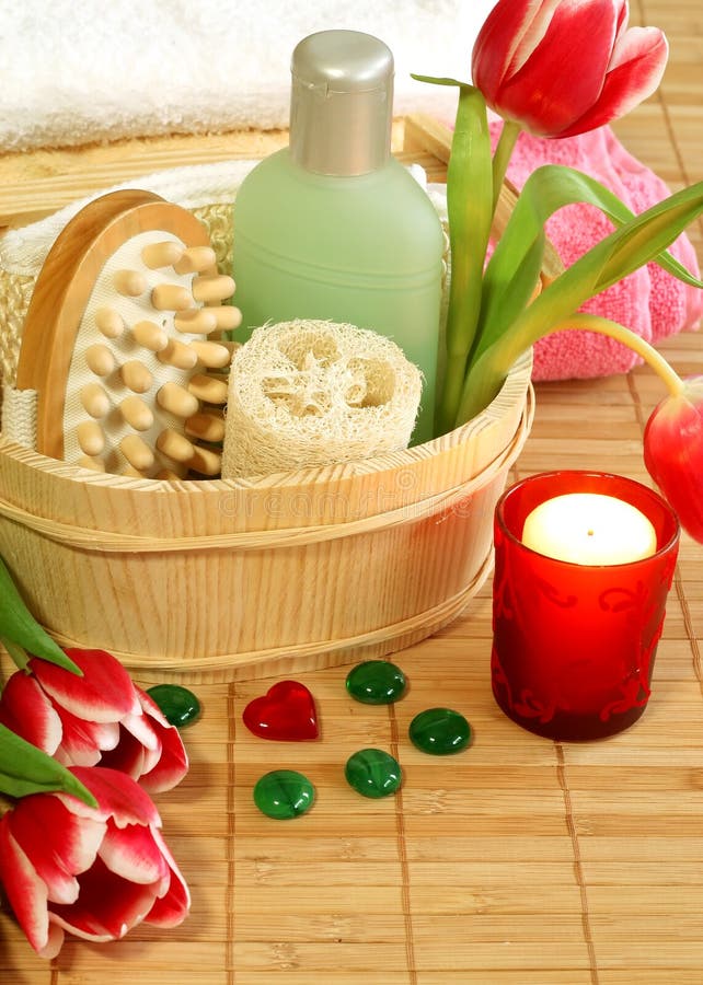 Spa composition of accessories to bath and tulip