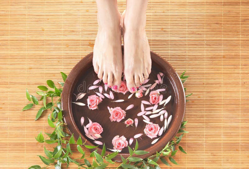 Body Care. Female Feet Spa Pedicure Procedure, Treatment. Basin Stock ...