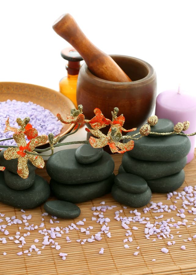 Spa Composition of Stones and Bath Salt Stock Image Image of massage