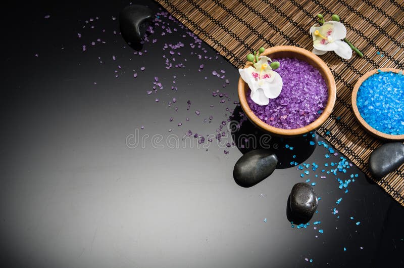 Spa Concept on Black Background. Top View with Copy Space Stock Photo ...