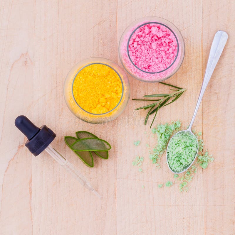 The Spa Ingredient Sea Salt and Herb Stock Photo Image of fresh