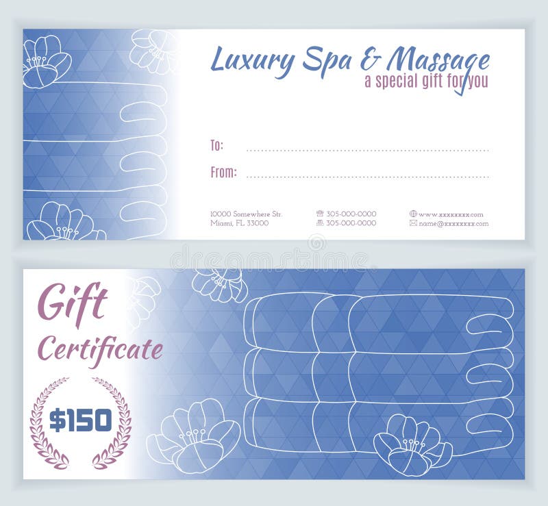 Spa, massage gift certificate template