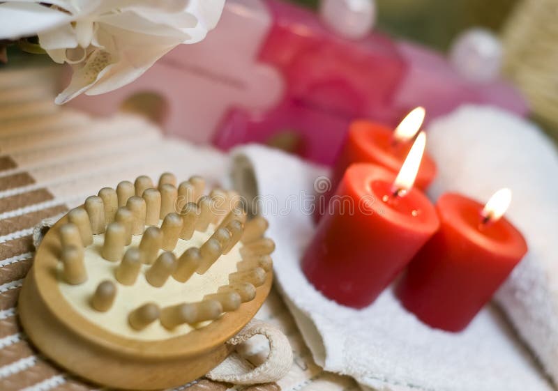 Spa Massage and Red Candles Stock Image Image of freshness, health