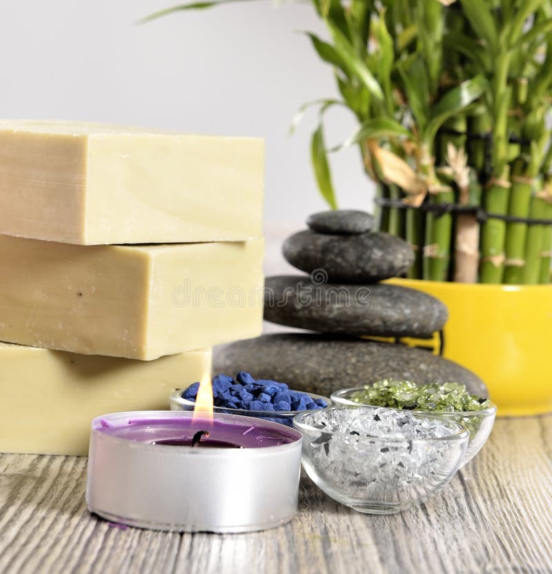 Spa Organic Soap, Stone and Candle Stock Image Image of hygienic