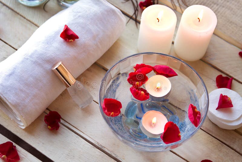 Spa Relaxation with Candles and Roses Stock Photo Image of natural