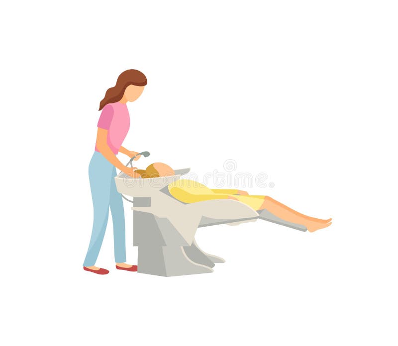 Hair Wash Client and Barber Shop Beard Cutting Stock Vector - Illustration  of relax, care: 143810149