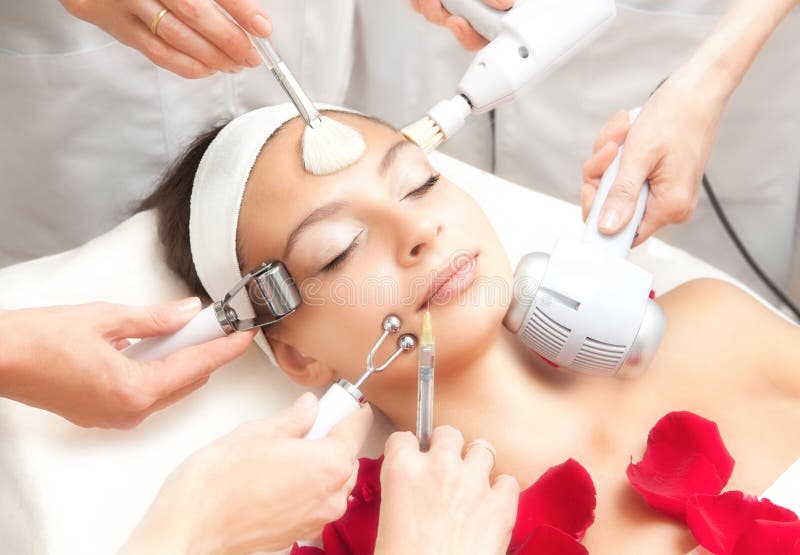 Spa Salon:Young Beautiful Woman relaxation Having Various Facial Treatment. Spa Salon:Young Beautiful Woman relaxation Having Various Facial Treatment