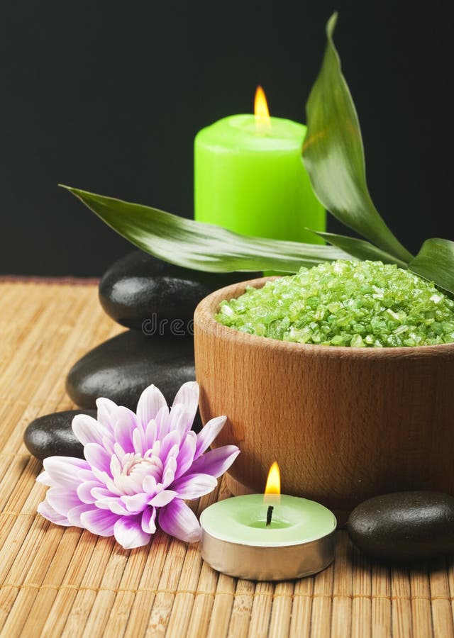 Spa setting with candle stock image. Image of essence - 2053367