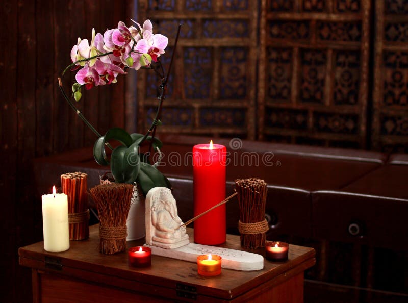 Spa Still Life with Aromatic Candles Stock Photo Image of massage