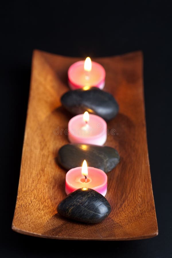 Symbolic Zen Stones Cairn and Meditation Candles Stock Photo Image of