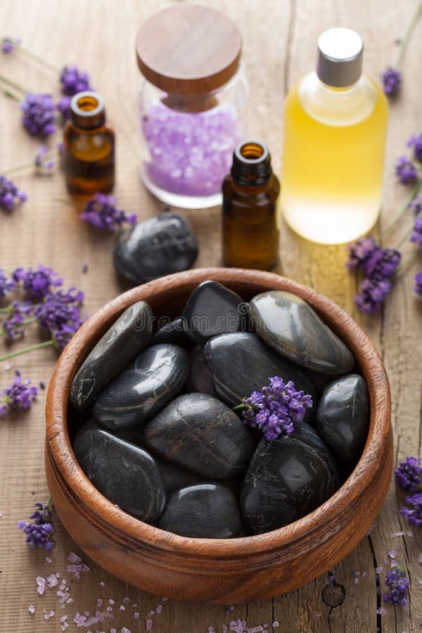 Spa Stones Salt and Lavender Oil Stock Photo Image of relax, essence