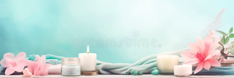 spa theme background featuring delicate shades of mint green and blush pink