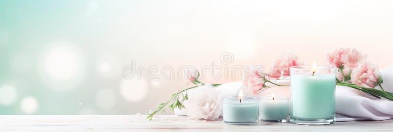 spa theme background featuring delicate shades of mint green and blush pink