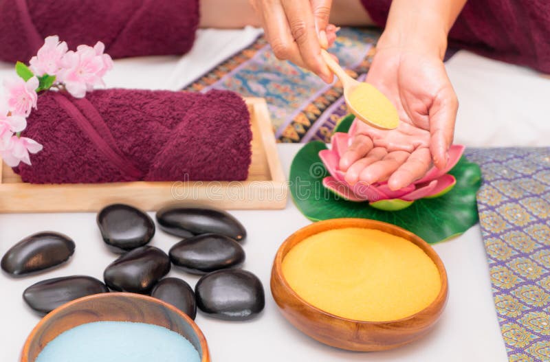 Spa Therapist is Preparing for Body Scrubbing Stock Image Image of products, hand 96200125