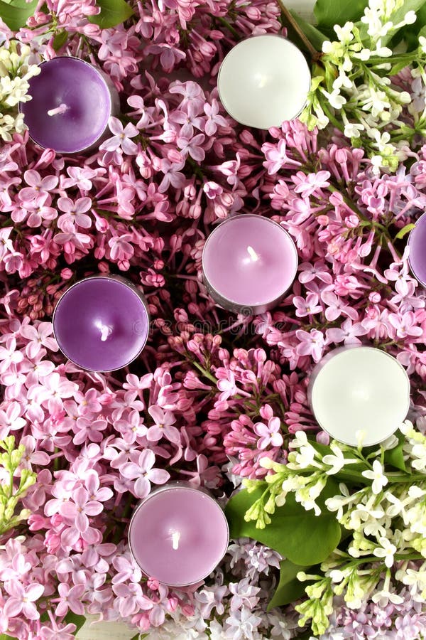 Spa Therapy Candles and Lilac Stock Image Image of decorative, candle